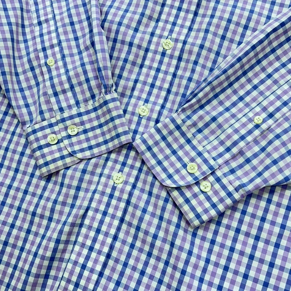 Brooks Brothers Button Down Shirt Men's XL Blue Purple White Plaid‎ Long Sleeve